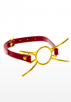 Ring-Gag Open Mouth Spider Gag red-gold PU-Leather
