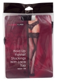 Stay-Up Fishnet Stockings with wide Lace Top Black