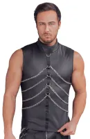 Shirt ärmellos m. Ketten & Stehkragen Mattlook
