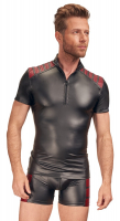 Shirt kurzarm schwarz-rot Mattglanz