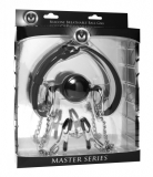 Ball Gag w. Holes & Nipple Clamps lockable Silicone