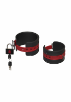 Silicone Ankle Cuffs lockable red-black Kink