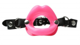 Silicone Ring Gag Lips PU-Leather pink