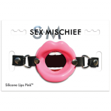 Silicone Ring Gag Lips PU-Leather pink