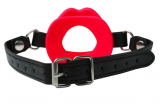 Silicone Ring Gag Lips PU-Leather red