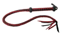 Single Tail SM-Peitsche Leder rot-schwarz