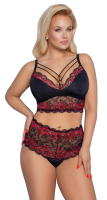 Soft-Bra w. Bands & Waist-Thong Lace large Sizes bicolor