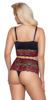 Soft-Bra w. Bands & Waist-Thong Lace large Sizes bicolor