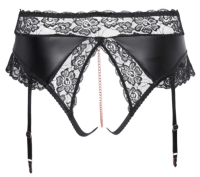 Soft-Bra & Suspender Panty Mattlook & Lace large Sizes black