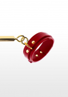 Spreader-Bar adjustable golden & Leg Cuffs red PU-Leather