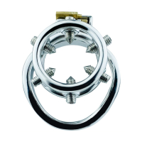 Steel Ring Chastity Cage w. Thorns & integrated Lock 45mm