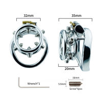 Gabbia di castità ad anello in acciaio con punte e serratura integrata 50 mm