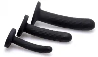 Strap-On Dildo-Set gerillt Silikon schwarz