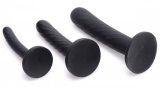 Set di dildo Strap-on in silicone scanalato nero