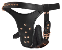 Strap-On Harness & 3 Silicone Dildos PU-Leather