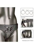 Strap-On Dildo Harness Regal Empress PU-Leather silver O-Rings exchangeable from CALEXOTICS buy cheap