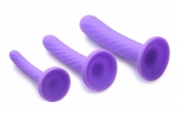 Kit godemiché Strap-On rainuré silicone violet