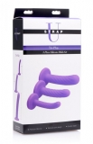 Kit godemiché Strap-On rainuré silicone violet