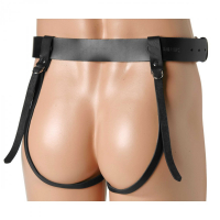 Strap-On Dildo Belt f. Men Double Penetration Leather