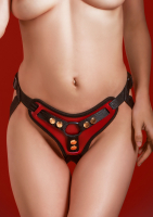 Strap-On Harness red-gold PU-Leather