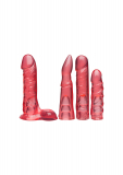 Kit gode ceinture Strap-On avec quatre godemichés Crystal Jellies rose