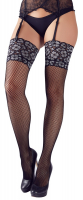 Suspender Stockings Fishnet w. Seam & Lace Top 12cm