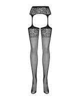 Garter Pantyhose Fishnet w. floral Design S500 totally open Crotch Flower-Ornaments @Belt & Legs by OBSESSIVE buy