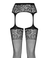 Garter Pantyhose Fishnet w. floral Design S500 arousing open Crotch Flower-Ornaments @Belt & Legs buy cheap