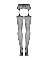 Garter Pantyhose Fishnet w. Flower-Design Obsessive S307 open Crotch Suspender-Belt w. elastic Stockings buy cheap