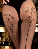 Strumpfhose m. Stickerei Ballerina 2210 fein bestickt mit Glanzeffekten & Ornamenten @Po & Beinen hinten kaufen