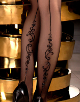 Collants avec broderie Ballerina 2211 finement brodés avec des ornements @fesses & jambes derrière de RIMBA acheter à bas prix