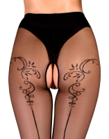 Tights open Crotch w. Embroidery Ballerina 2217 20 Denier with beautiful Ornaments @Butt & Legs buy cheap