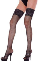 Stockings Fishnet Two-tone with extra wide Lace Top