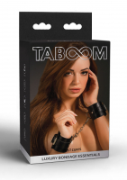 Taboom Wrist Cuffs w. Chain black PU-Leather
