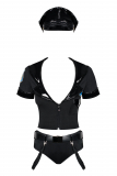 Top & Hotpants Costume-Set Police with short sleeve elastic Top & sexy Hotpants & Vinyl-Hat by OBSESSIVE buy