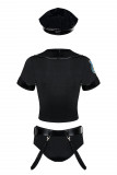 Top & Hotpants Costume Set Police avec chapeau & court top zippé & short serré vernis accents acheter